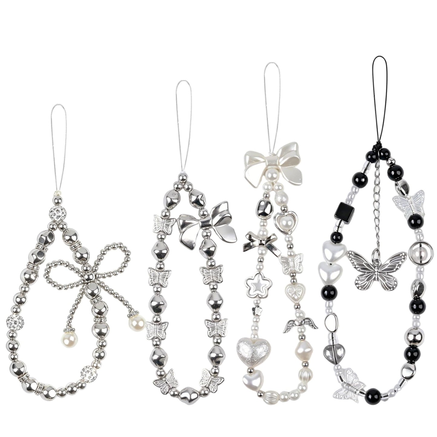 4PCS Phone Charms Strap - Camera Beaded Wrist Strap, Y2K Accessories for Bag Keychain Phones Pendant Decor