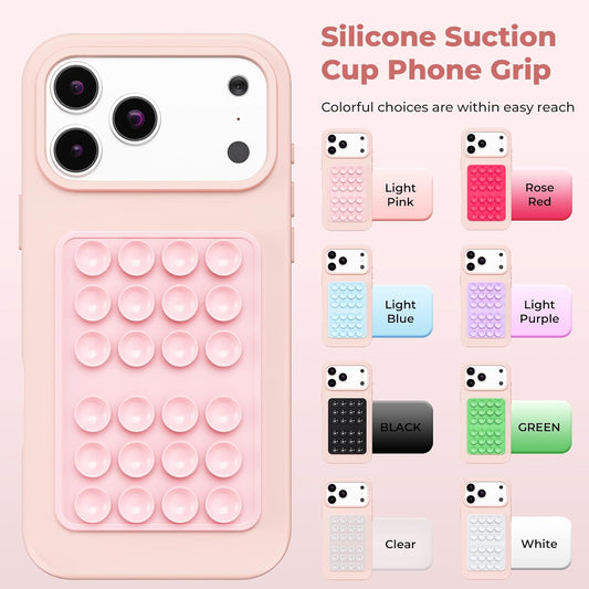 (4 Pack) Silicone Octo Cup Buddy Suction Phone Grip Mount, Hands-Free Sticky Phone Holder with 24 Suction Cups, Strong Grip for Selfies & Videos, Adheres to Mirrors, Tiles & Smooth Surfaces