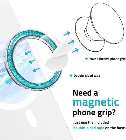 Magnetic Base Compatible with Popsocket Phone Grip and MagSafe,Removable Phone Holder Base for Smartphone and Phone Cases, Upgrade for Phone Stand,Clear Blue