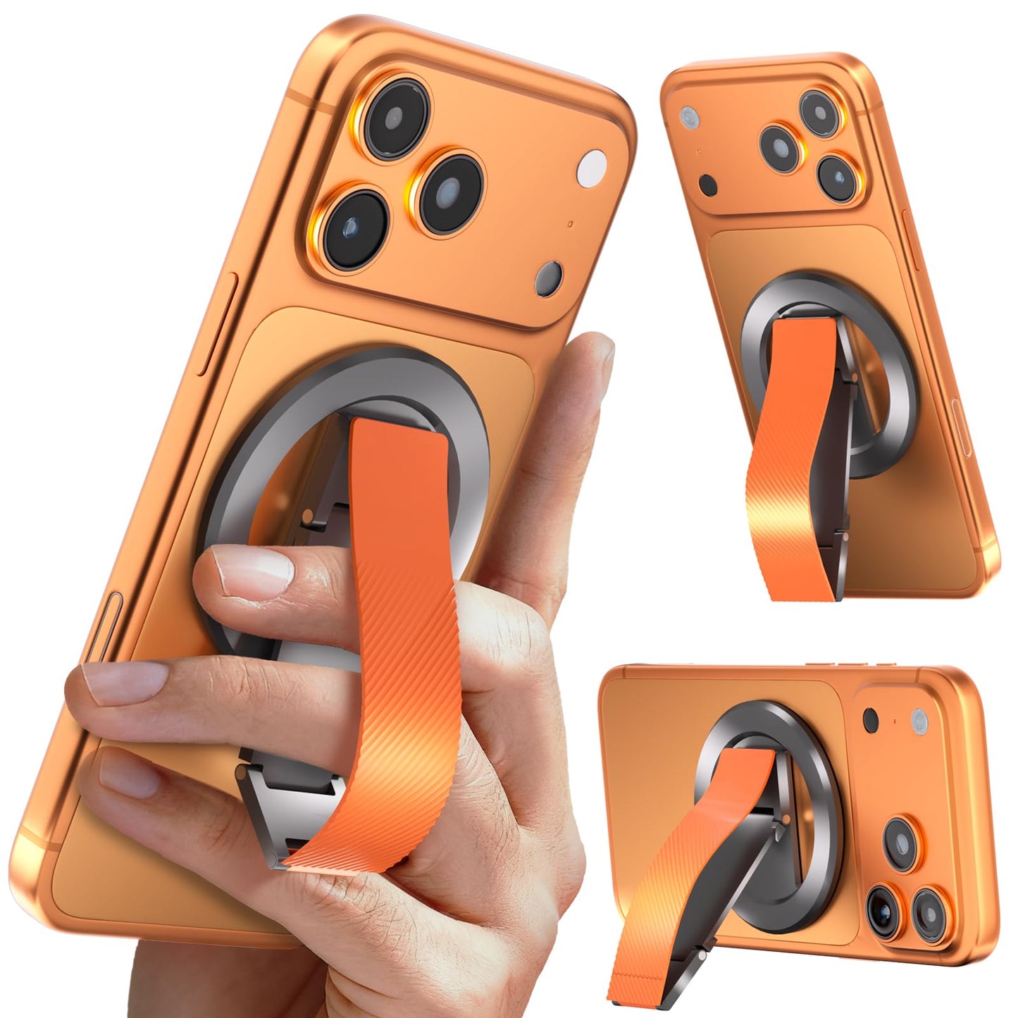 2026 SINCEHOLY Magnetic Phone Grip for MagSafe with Soft Silicone Strap and 2-axis Adjustable Kickstand, Magnet Phone Grip for iPhone 17-12 Series and Samsung Galaxy S26, S25, Z Fold 6, Pixel 9, Blue