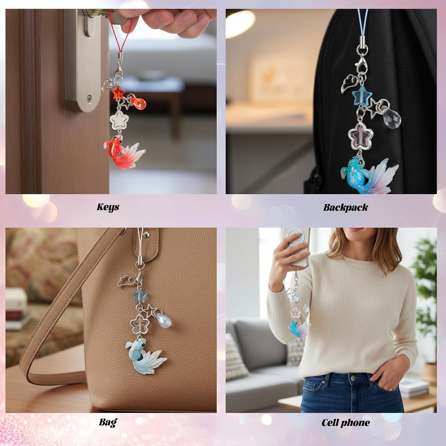 4Pcs Cute Phone Charm, Y2K Cell Phone Strap Phones Chain Charms for Phones Case Anti Theft Strap Decorative Charms for Headphone Case Camera