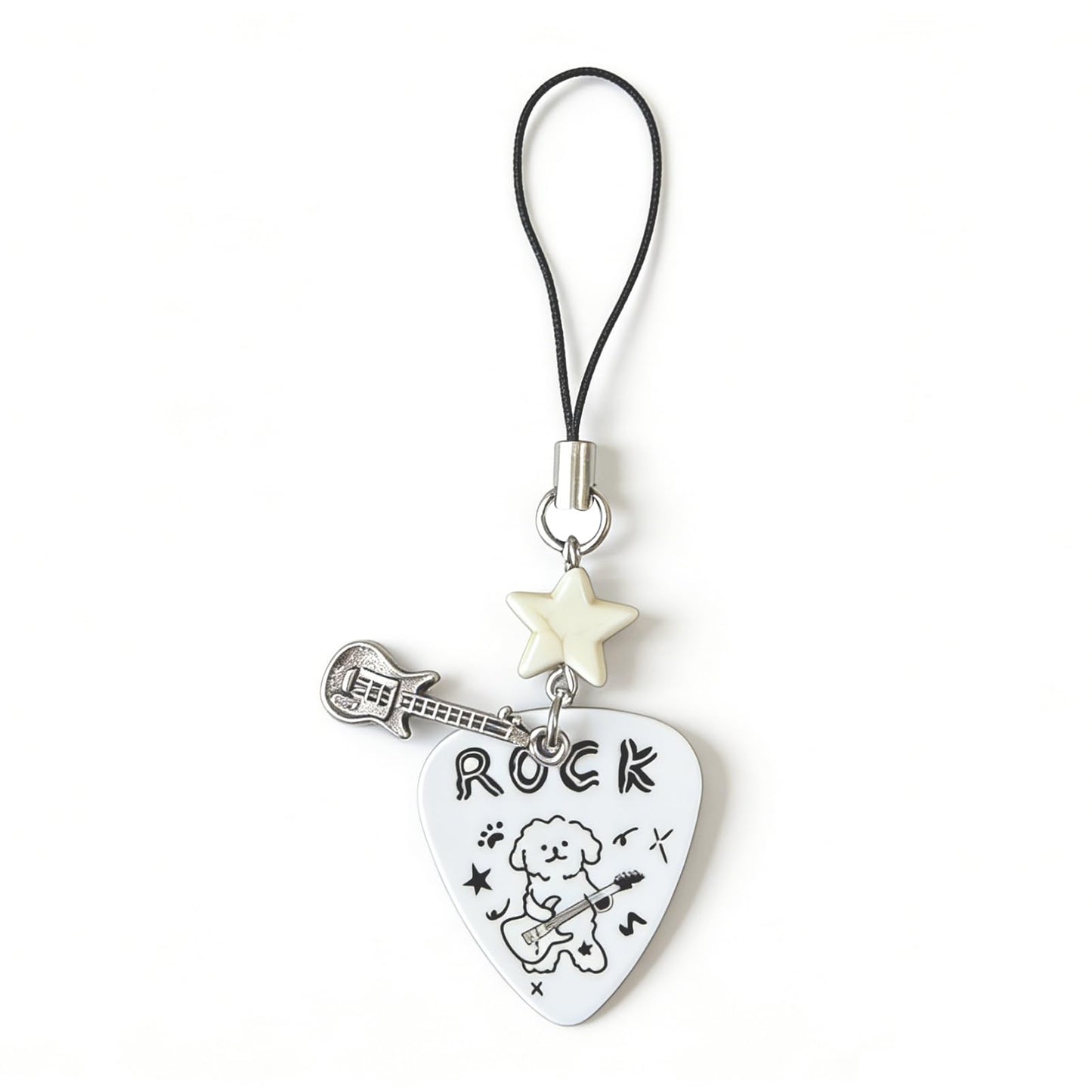 Cute Phone Charm Y2k Kawaii Guitar Pick Rock Dog Star Camera Phone Bag Strap Charms Keychain Funny Aesthetic Accessories