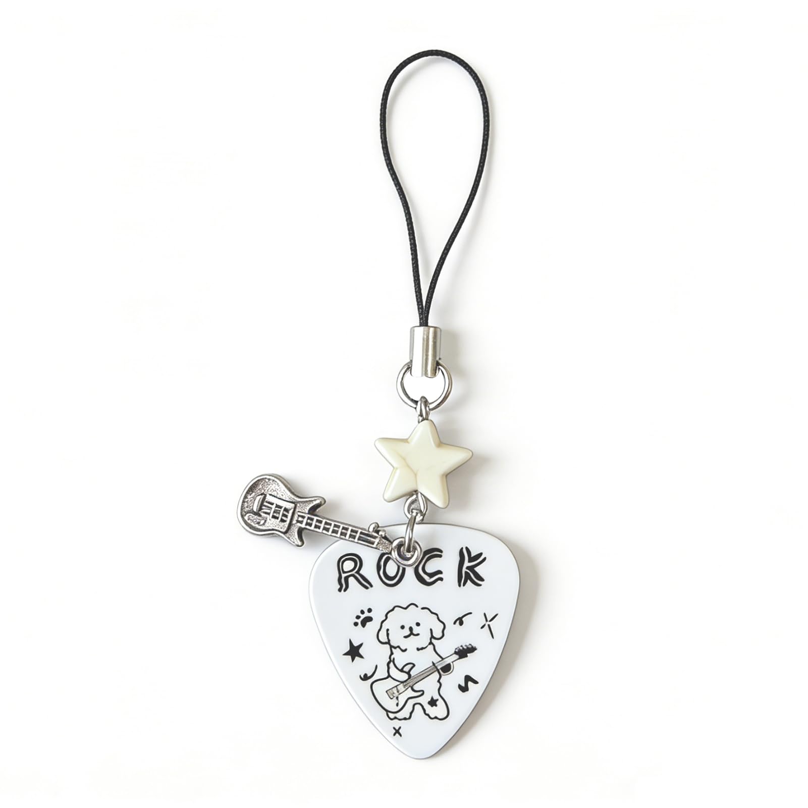 Cute Phone Charm Y2k Kawaii Guitar Pick Rock Dog Star Camera Phone Bag Strap Charms Keychain Funny Aesthetic Accessories