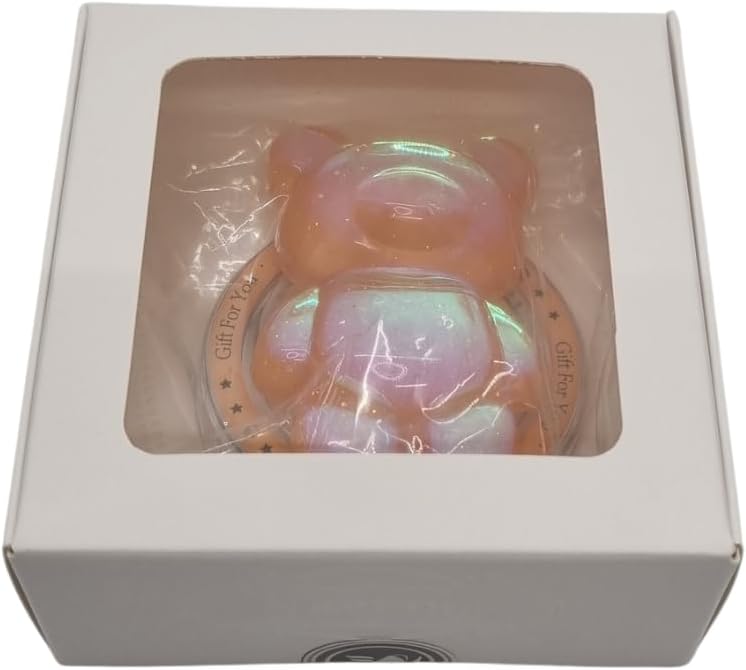 Cute Kawaii 3D Bear Phone Grip Stand, Iridescent Holographic Resin Cell Phone Holder & Kickstand, Compatible with iPhone, Samsung Galaxy, Android (Amber Peach)