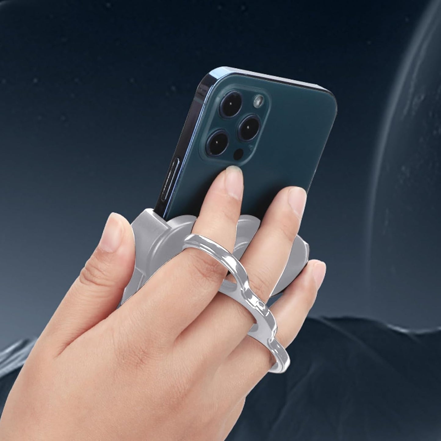 Double-Ring Three-Finger Back Clip Holder 360-Degree Rotating Mobile Grip Multipurpose Foldable Phone Grip Holder