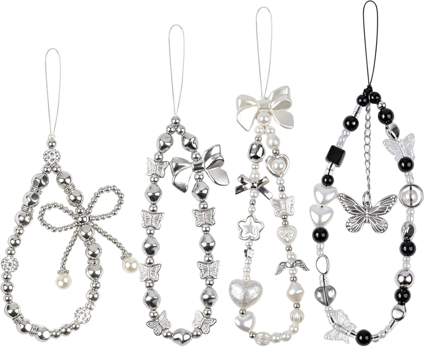 4PCS Phone Charms Strap - Camera Beaded Wrist Strap, Y2K Accessories for Bag Keychain Phones Pendant Decor