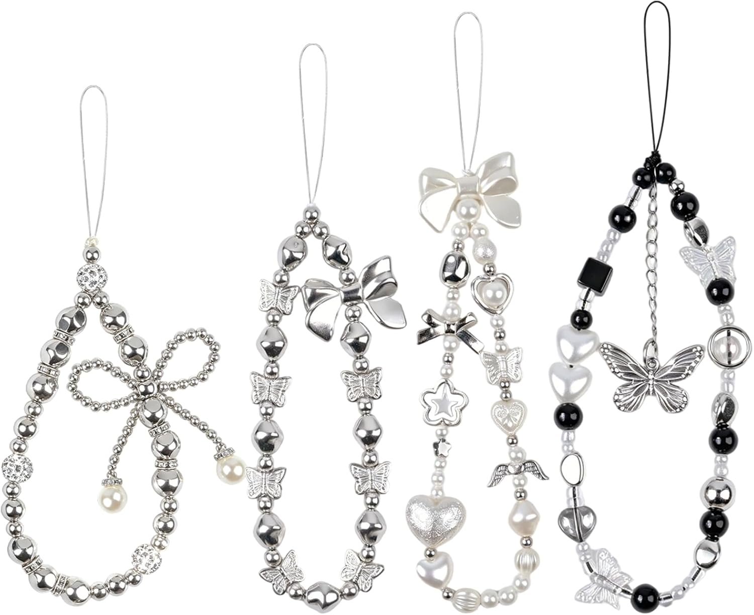 4PCS Phone Charms Strap - Camera Beaded Wrist Strap, Y2K Accessories for Bag Keychain Phones Pendant Decor