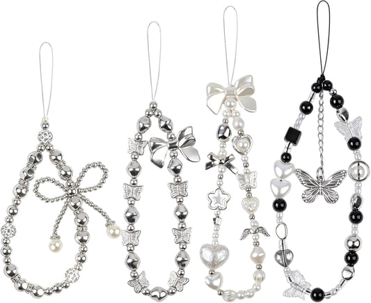 4PCS Phone Charms Strap - Camera Beaded Wrist Strap, Y2K Accessories for Bag Keychain Phones Pendant Decor