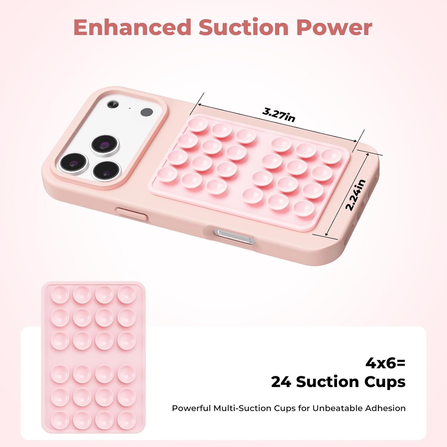 (4 Pack) Silicone Octo Cup Buddy Suction Phone Grip Mount, Hands-Free Sticky Phone Holder with 24 Suction Cups, Strong Grip for Selfies & Videos, Adheres to Mirrors, Tiles & Smooth Surfaces