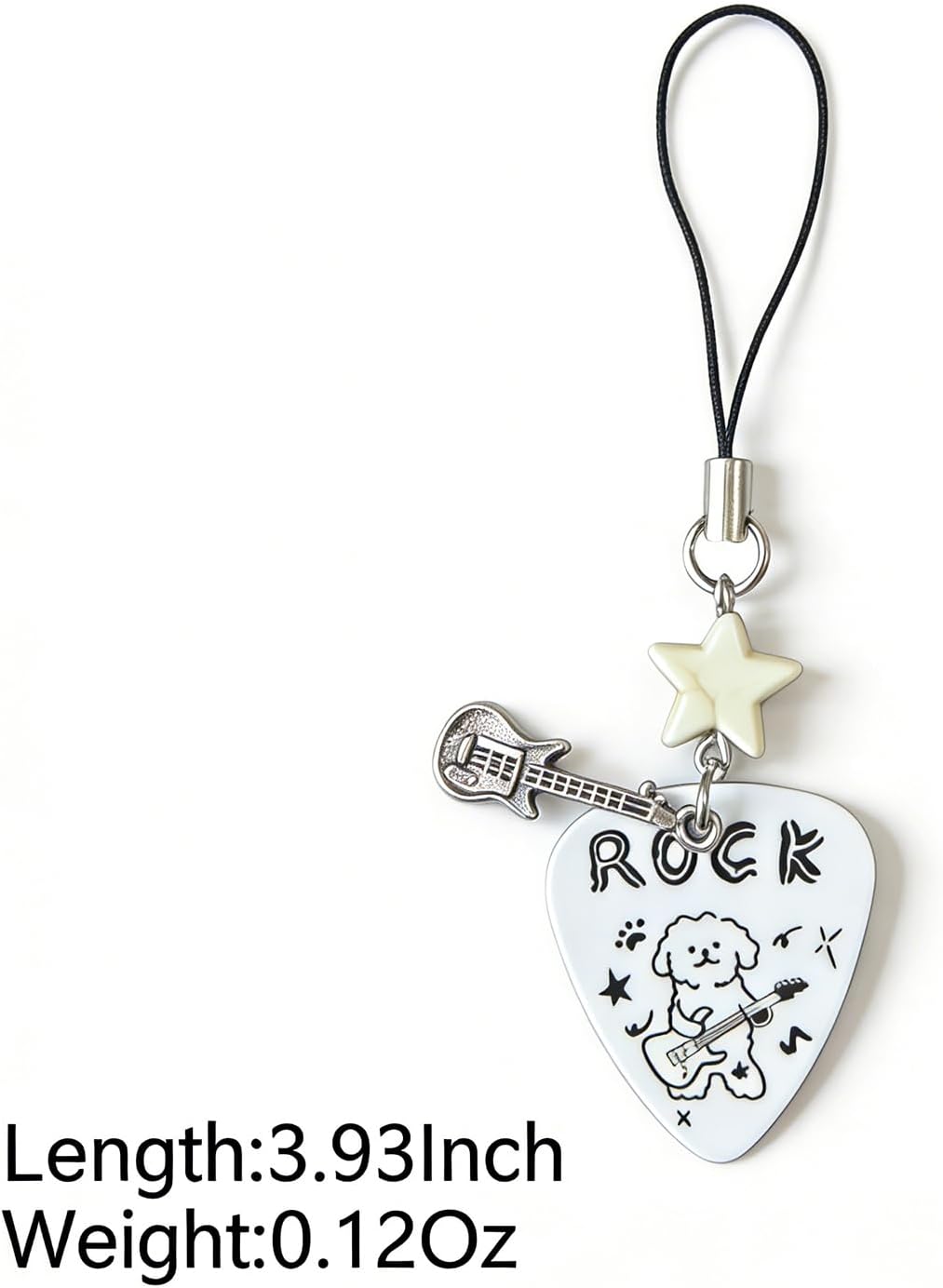 Cute Phone Charm Y2k Kawaii Guitar Pick Rock Dog Star Camera Phone Bag Strap Charms Keychain Funny Aesthetic Accessories