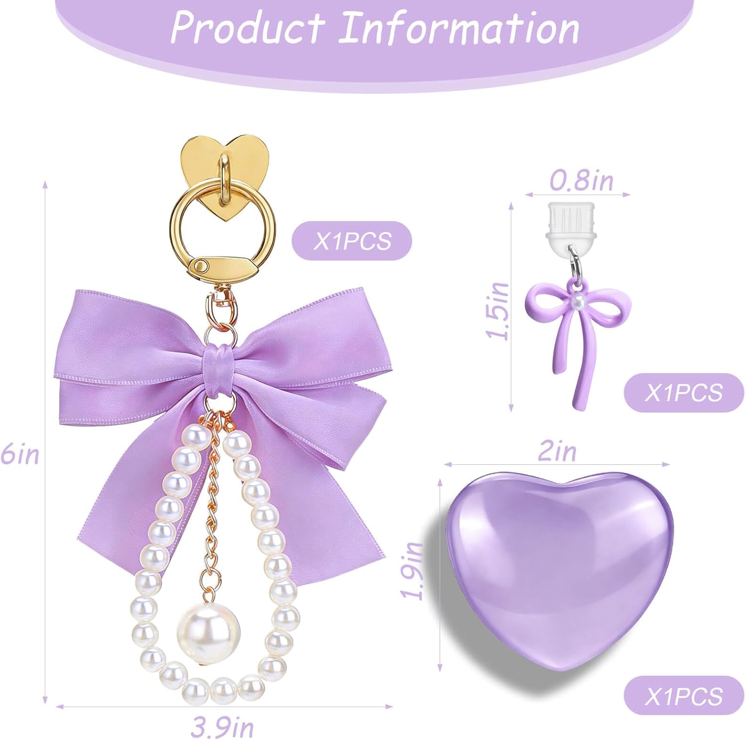 AIERSA Charms Accessories for Kindle Phone, Set Include Cute Heart Grip & Bow Chain, Dust Plug Charm Type C, Compatible with Kindle Paperwhite 11th/12th Gen
