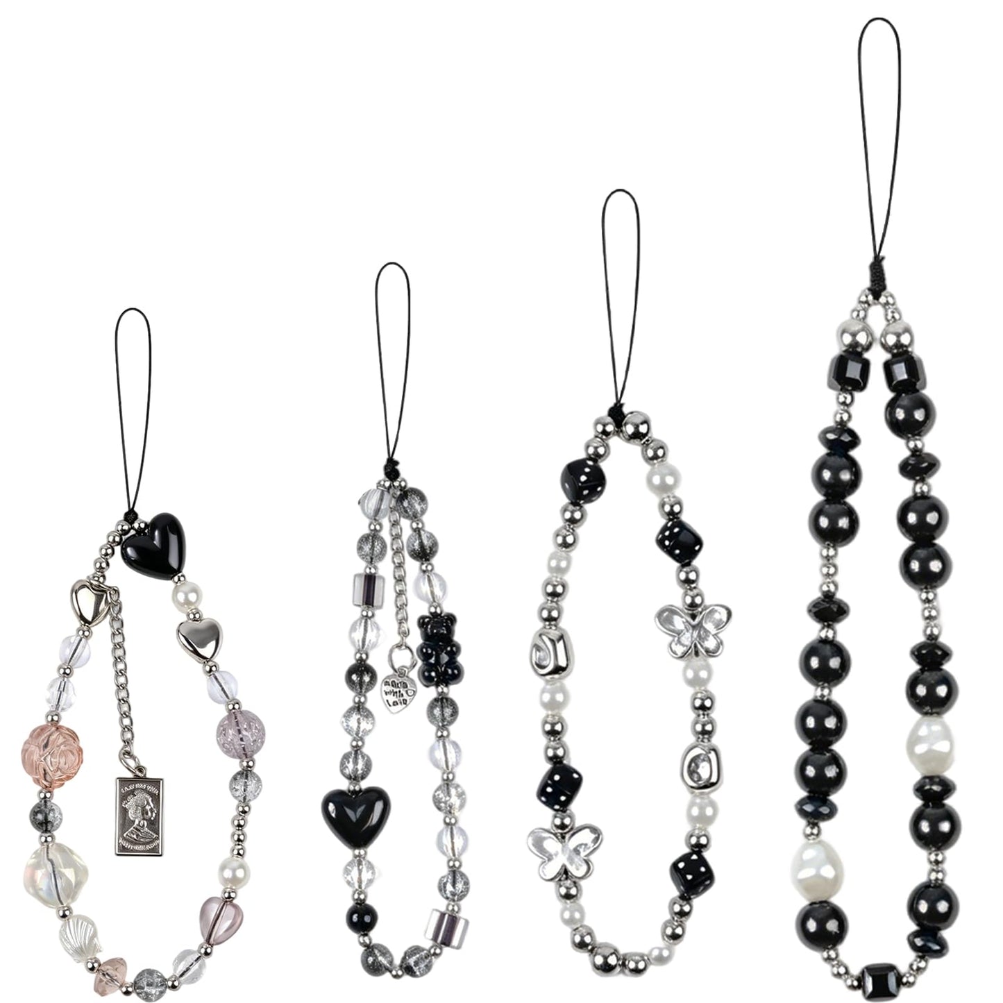 4PCS Phone Charms Strap - Camera Beaded Wrist Strap, Y2K Accessories for Bag Keychain Phones Pendant Decor