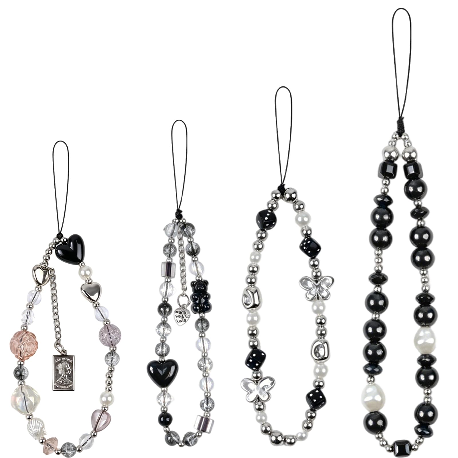 4PCS Phone Charms Strap - Camera Beaded Wrist Strap, Y2K Accessories for Bag Keychain Phones Pendant Decor