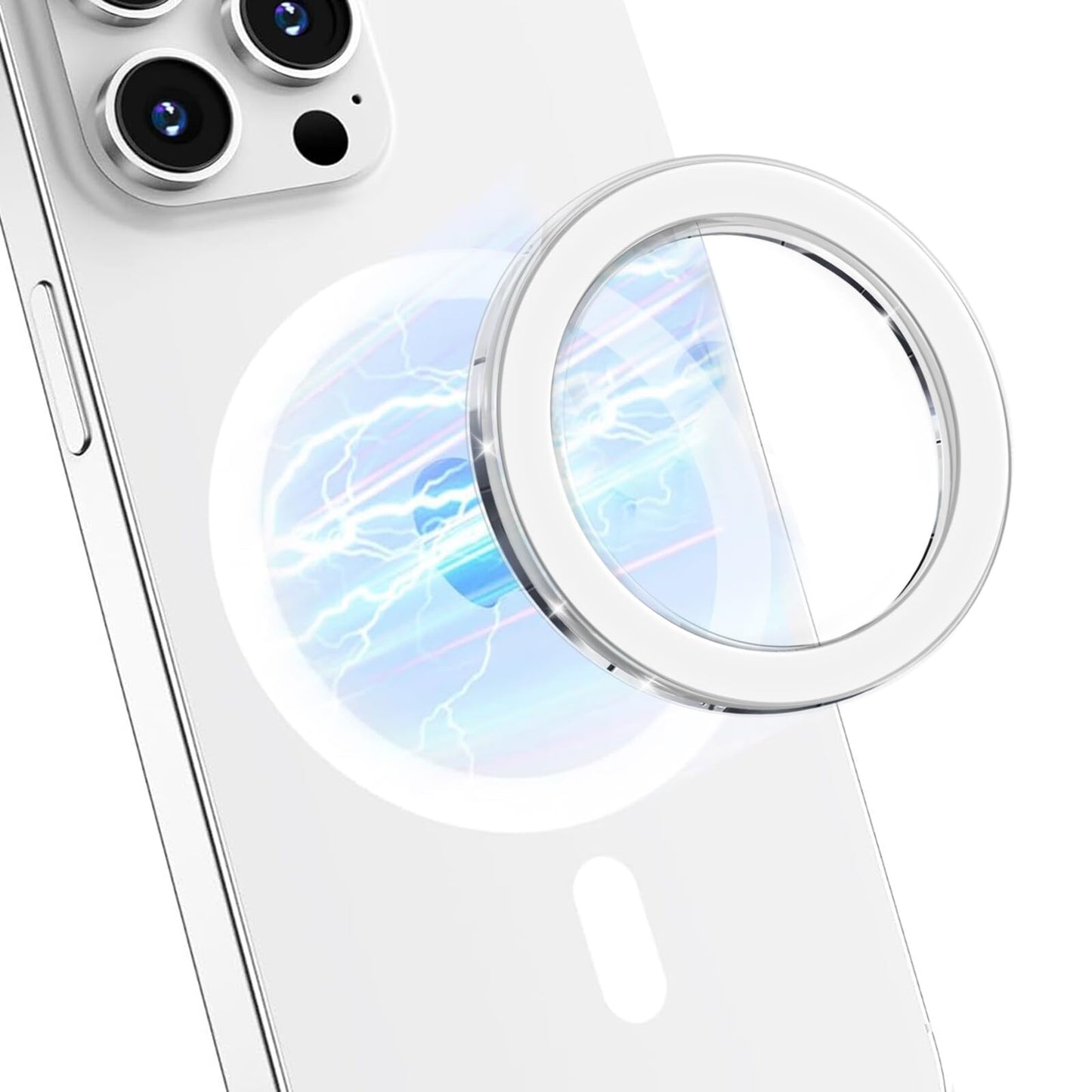 Magnetic Base Compatible with Popsocket Phone Grip and MagSafe，Removable Phone Holder Base for Smartphone and Phone Cases, Upgrade for Phone Stand,Clear Blue