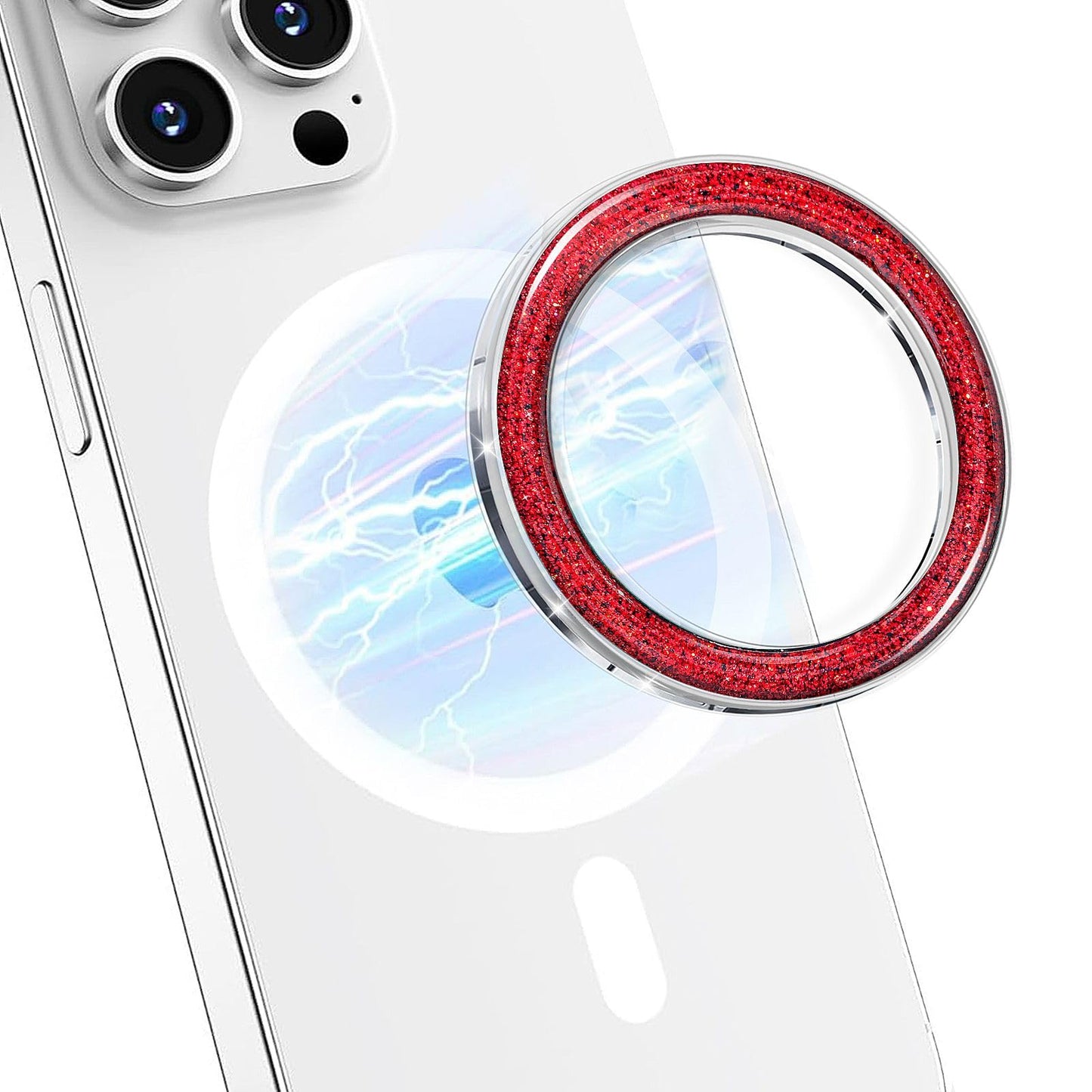 Magnetic Base Compatible with Popsocket Phone Grip and MagSafe，Removable Phone Holder Base for Smartphone and Phone Cases, Upgrade for Phone Stand,Clear Blue