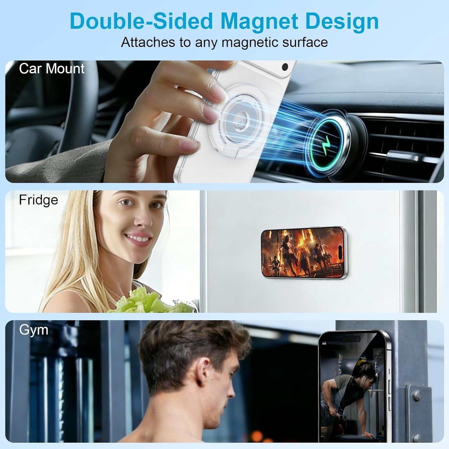 Dual-Sided Magnetic Phone Grip MagSafe Phone Ring Holder Kickstand Loop Magnet Finger Ring Stand for iPhone 17e/17/16/15/14/13/12 Pro Max Samsung S26 Ultra S26 S25 FE S24 Ultra Google Pixel 10a 10 9 8