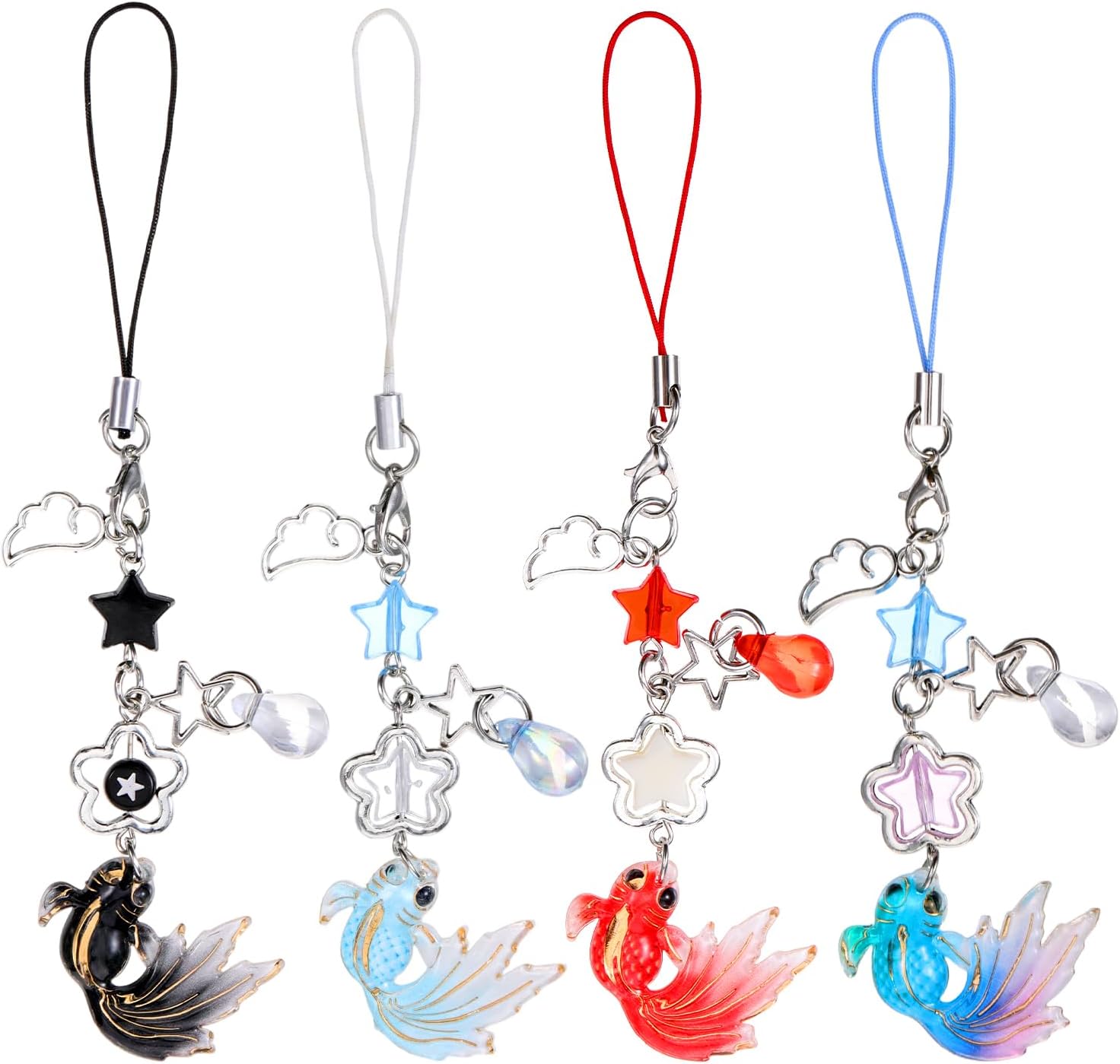 4Pcs Cute Phone Charm, Y2K Cell Phone Strap Phones Chain Charms for Phones Case Anti Theft Strap Decorative Charms for Headphone Case Camera