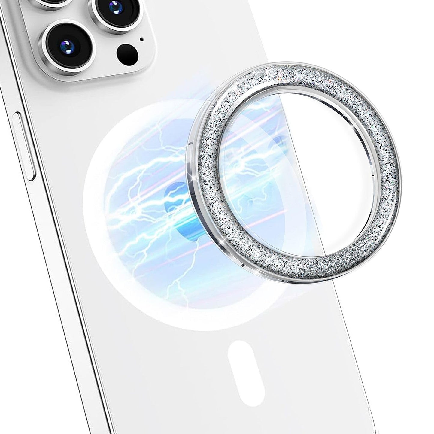 Magnetic Base Compatible with Popsocket Phone Grip and MagSafe，Removable Phone Holder Base for Smartphone and Phone Cases, Upgrade for Phone Stand,Clear Blue