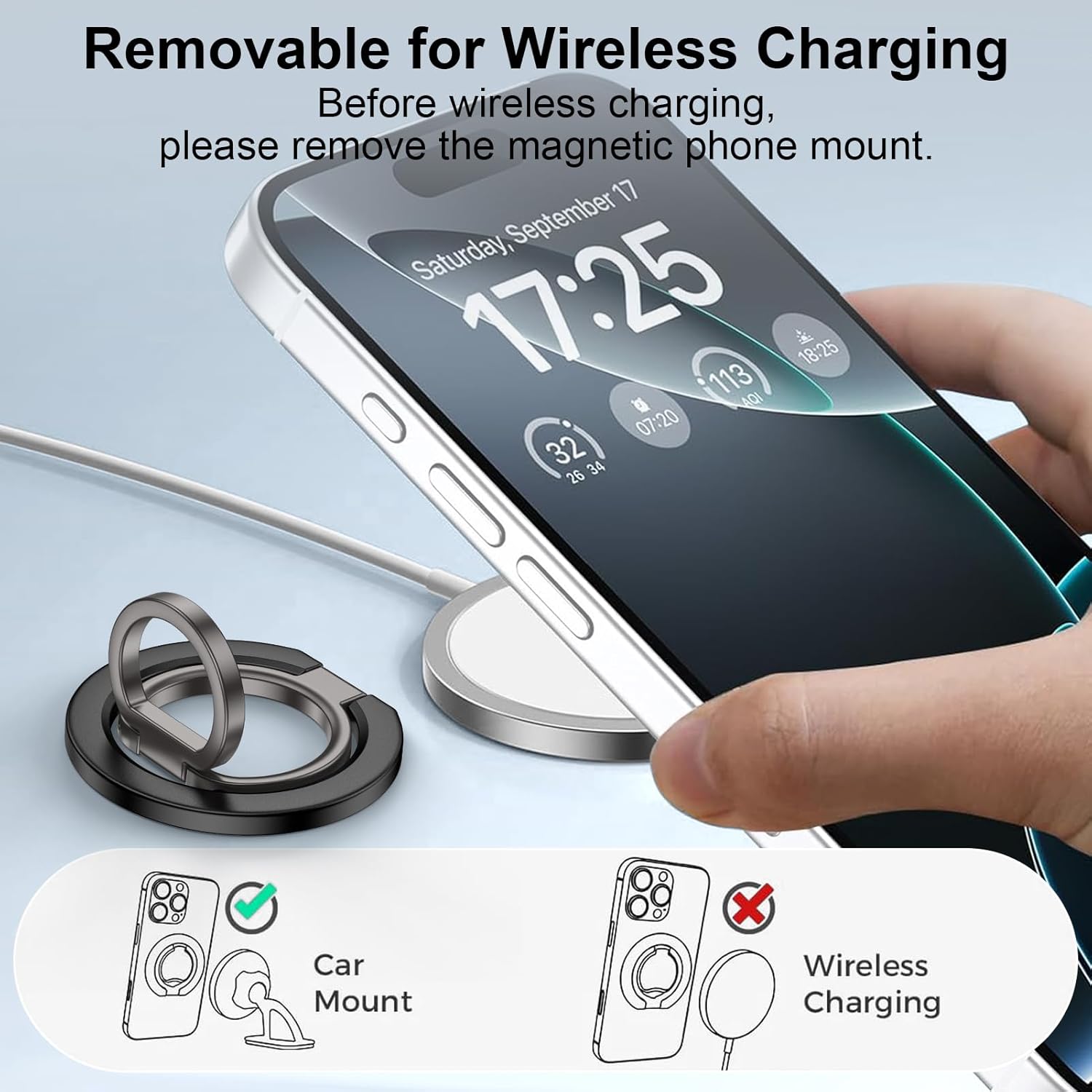 Dual-Sided Magnetic Phone Ring Grip for Samsung Galaxy S26 Ultra/S26+/S26, MagSafe Finger Ring Grip Kickstand for iPhone 17 Pro Max/16 Pro/15, Samsung Galaxy S25 FE Ultra S24+ Phone Caes Accessories
