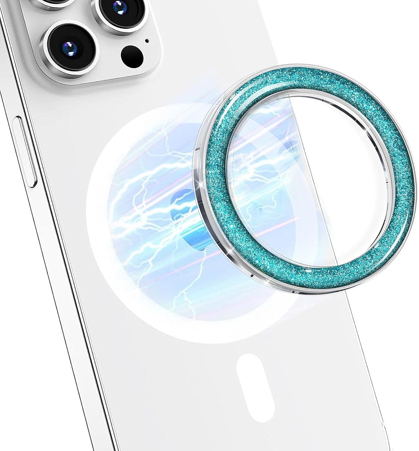 Magnetic Base Compatible with Popsocket Phone Grip and MagSafe，Removable Phone Holder Base for Smartphone and Phone Cases, Upgrade for Phone Stand,Clear Blue