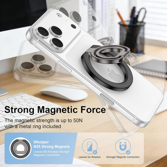 Dual-Sided Magnetic Phone Ring Grip for Samsung Galaxy S26 Ultra/S26+/S26, MagSafe Finger Ring Grip Kickstand for iPhone 17 Pro Max/16 Pro/15, Samsung Galaxy S25 FE Ultra S24+ Phone Caes Accessories