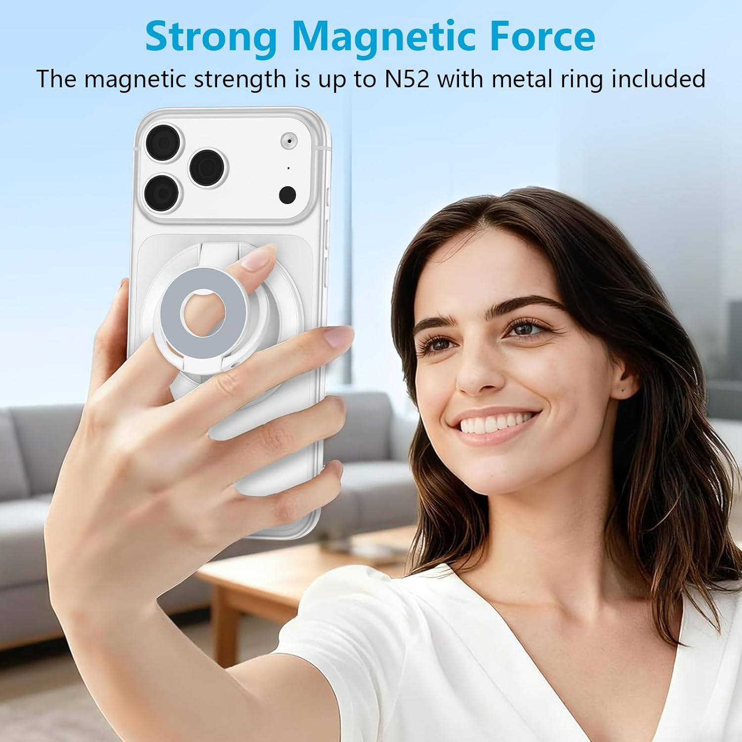Dual-Sided Magnetic Phone Grip MagSafe Phone Ring Holder Kickstand Loop Magnet Finger Ring Stand for iPhone 17e/17/16/15/14/13/12 Pro Max Samsung S26 Ultra S26 S25 FE S24 Ultra Google Pixel 10a 10 9 8
