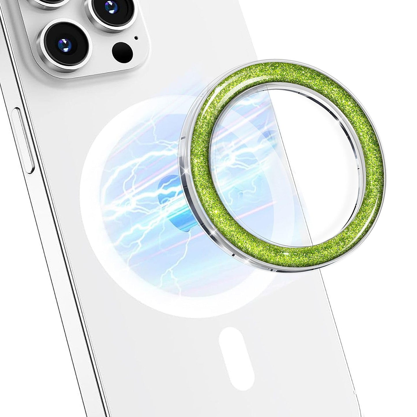Magnetic Base Compatible with Popsocket Phone Grip and MagSafe，Removable Phone Holder Base for Smartphone and Phone Cases, Upgrade for Phone Stand,Clear Blue