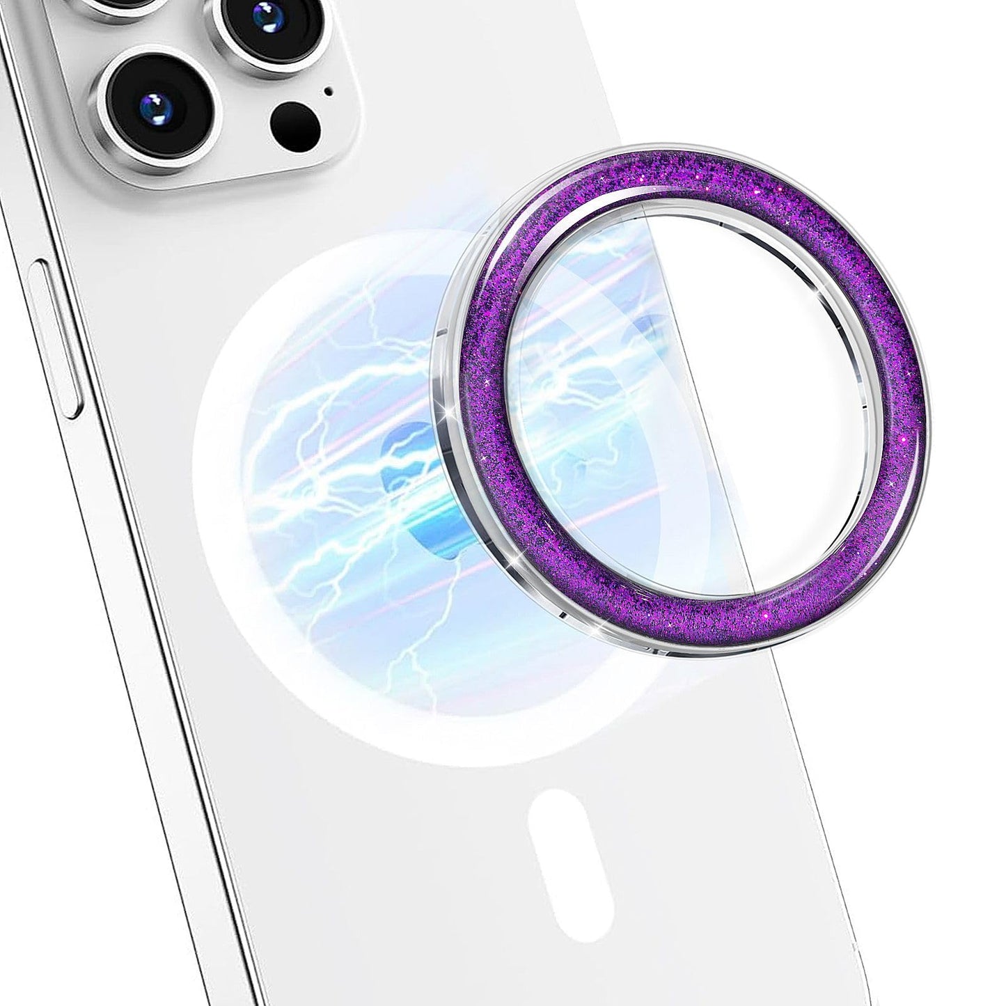 Magnetic Base Compatible with Popsocket Phone Grip and MagSafe，Removable Phone Holder Base for Smartphone and Phone Cases, Upgrade for Phone Stand,Clear Blue