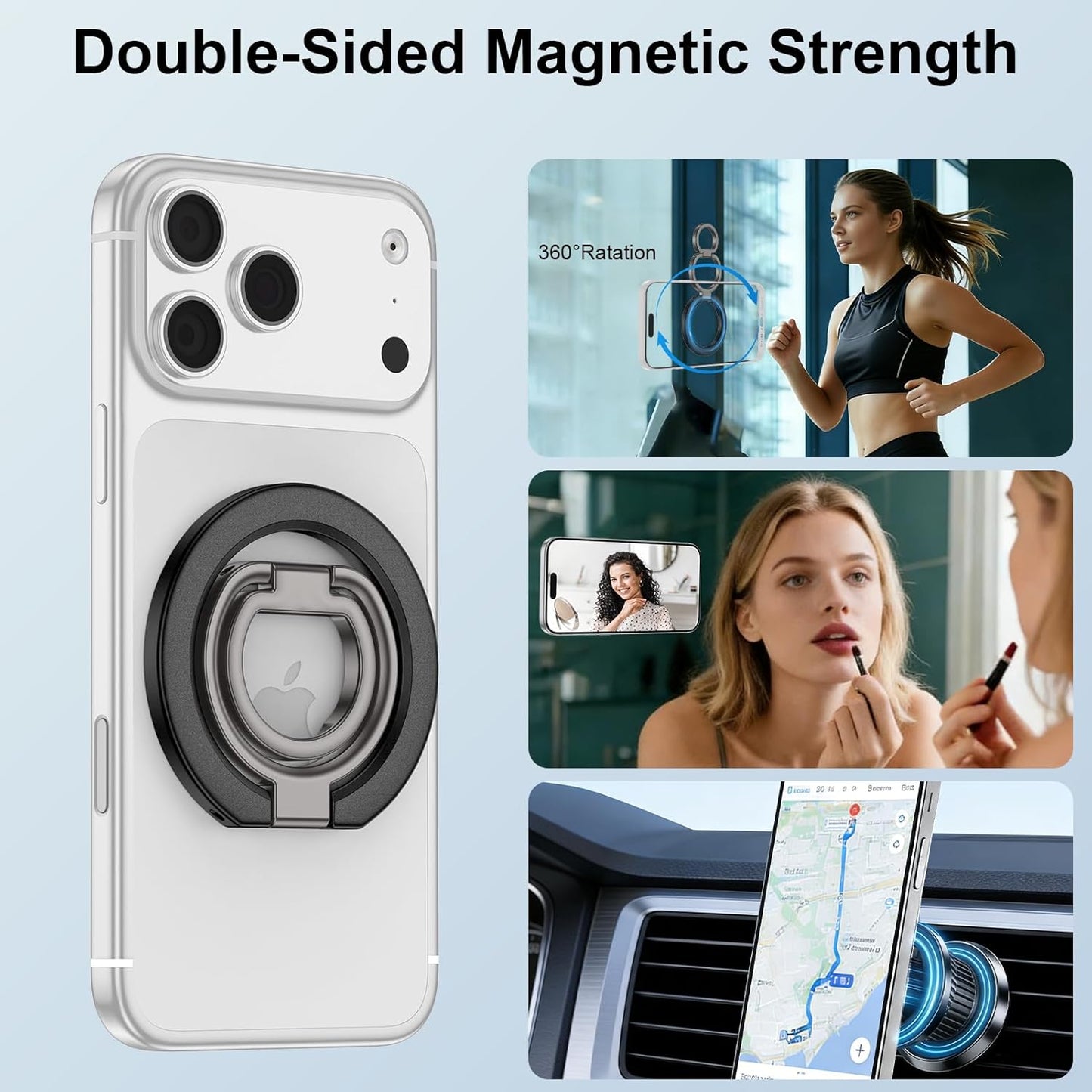 Dual-Sided Magnetic Phone Ring Grip for Samsung Galaxy S26 Ultra/S26+/S26, MagSafe Finger Ring Grip Kickstand for iPhone 17 Pro Max/16 Pro/15, Samsung Galaxy S25 FE Ultra S24+ Phone Caes Accessories