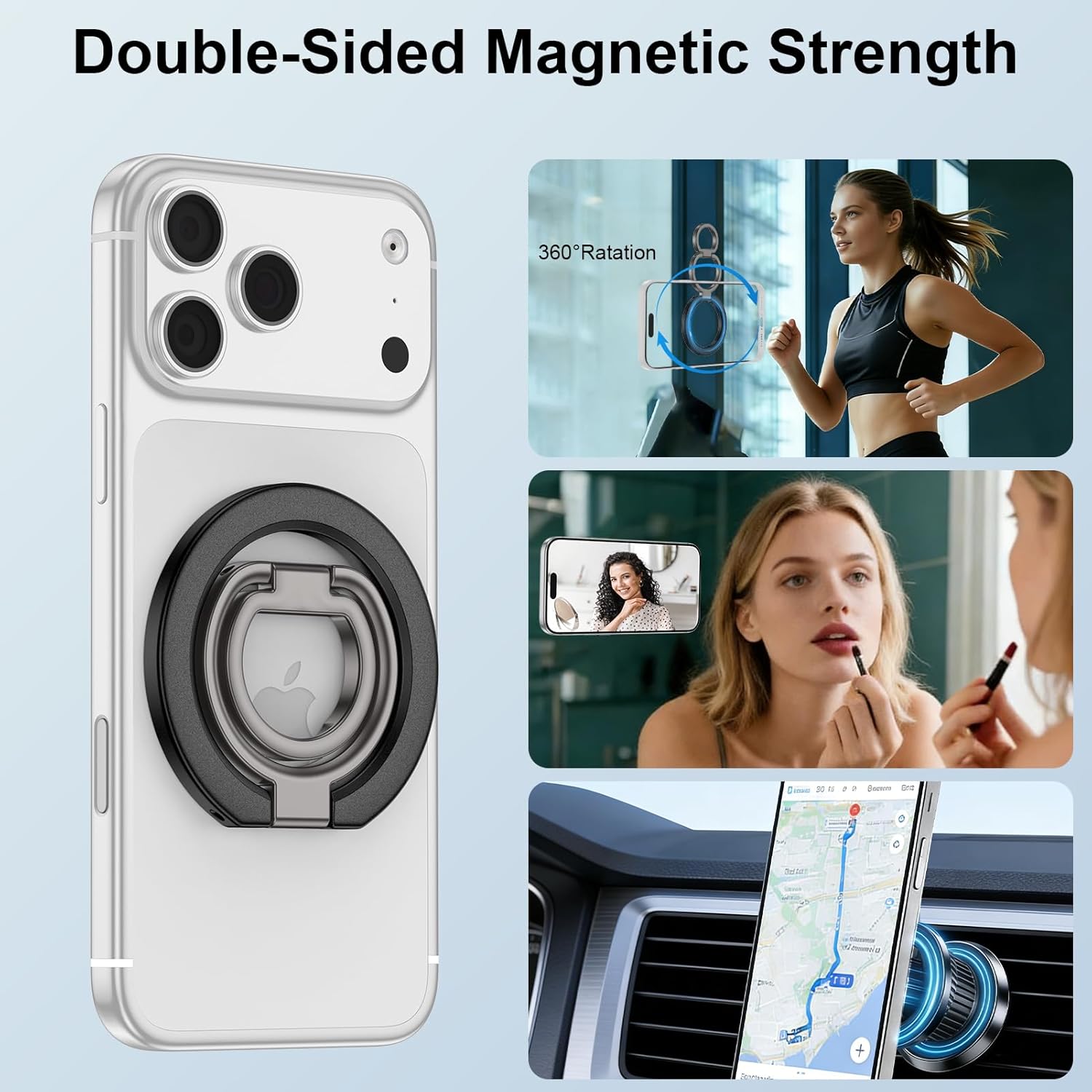 Dual-Sided Magnetic Phone Ring Grip for Samsung Galaxy S26 Ultra/S26+/S26, MagSafe Finger Ring Grip Kickstand for iPhone 17 Pro Max/16 Pro/15, Samsung Galaxy S25 FE Ultra S24+ Phone Caes Accessories