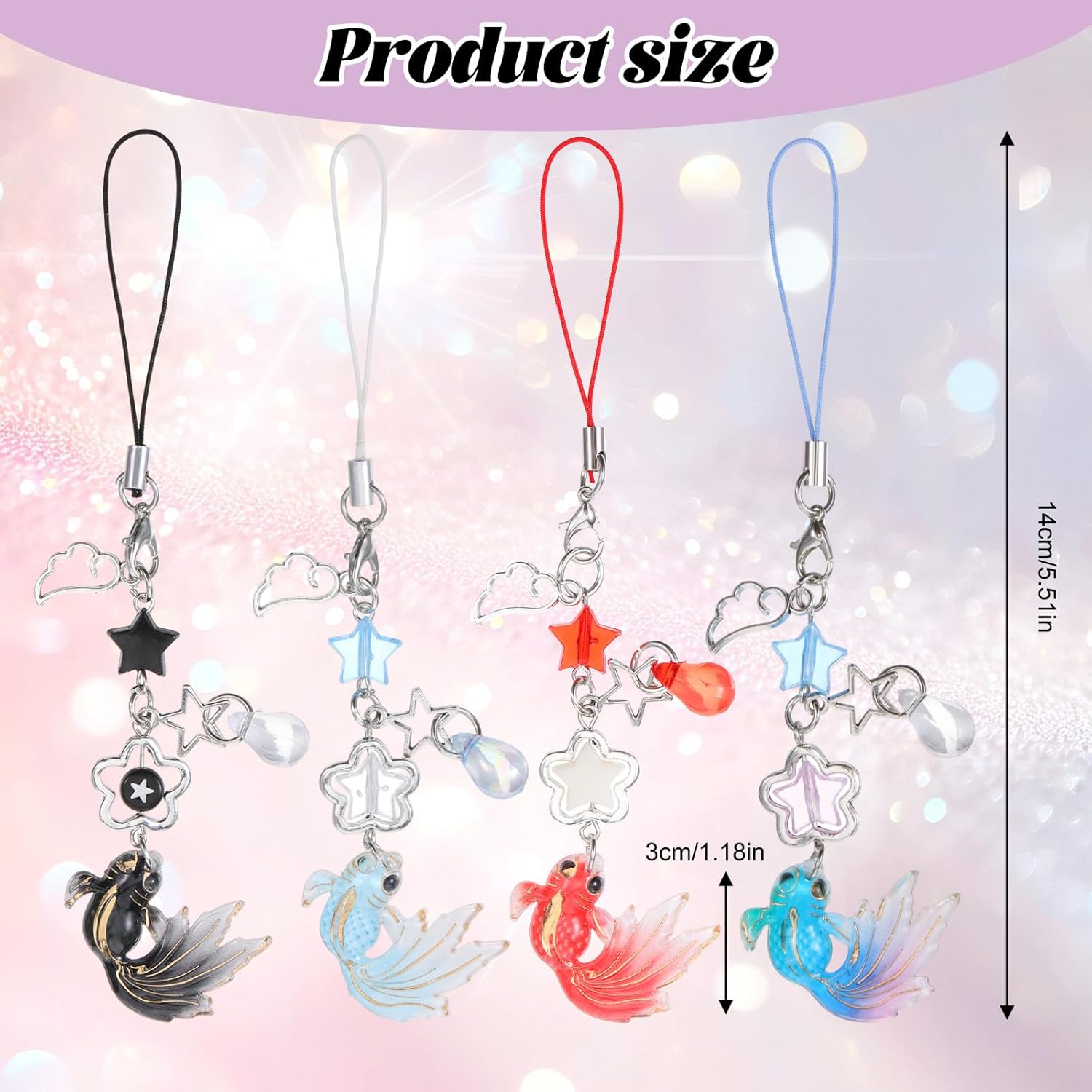 4Pcs Cute Phone Charm, Y2K Cell Phone Strap Phones Chain Charms for Phones Case Anti Theft Strap Decorative Charms for Headphone Case Camera