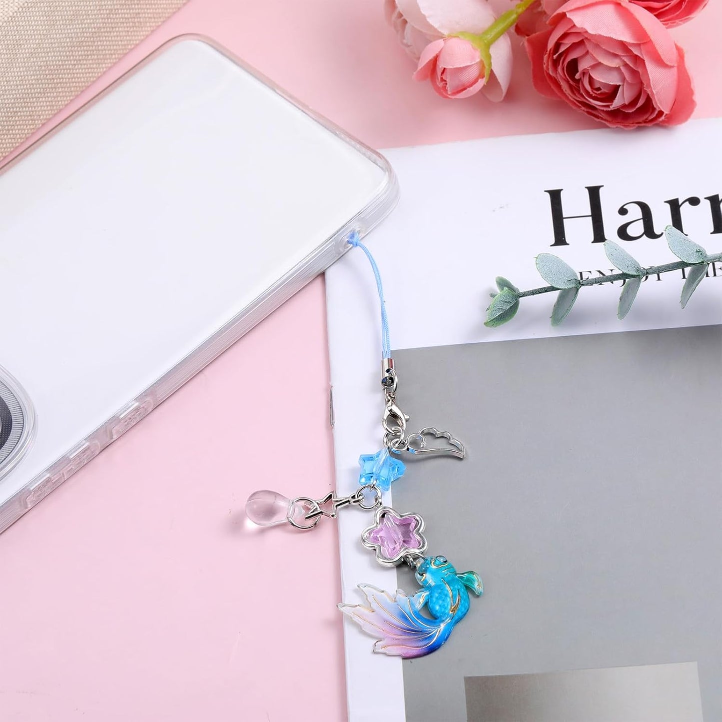 4Pcs Cute Phone Charm, Y2K Cell Phone Strap Phones Chain Charms for Phones Case Anti Theft Strap Decorative Charms for Headphone Case Camera