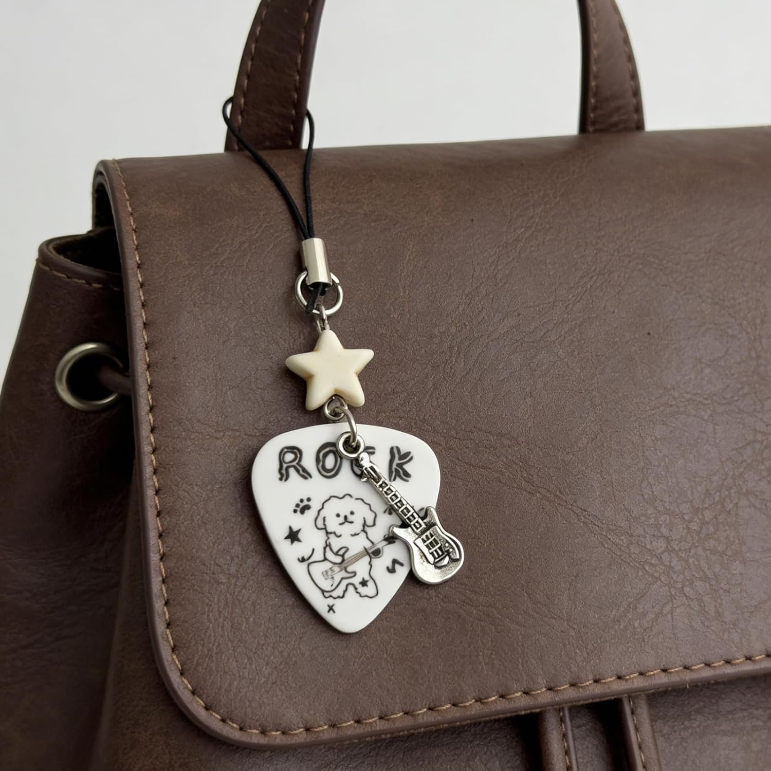 Cute Phone Charm Y2k Kawaii Guitar Pick Rock Dog Star Camera Phone Bag Strap Charms Keychain Funny Aesthetic Accessories