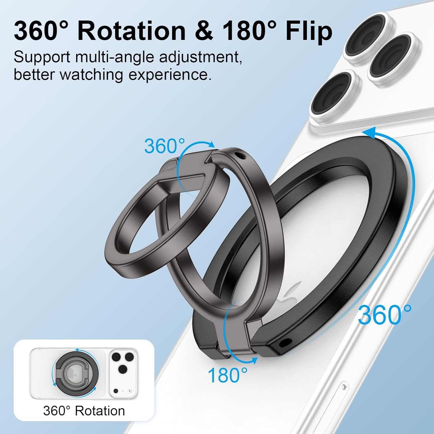 Dual-Sided Magnetic Phone Ring Grip for Samsung Galaxy S26 Ultra/S26+/S26, MagSafe Finger Ring Grip Kickstand for iPhone 17 Pro Max/16 Pro/15, Samsung Galaxy S25 FE Ultra S24+ Phone Caes Accessories