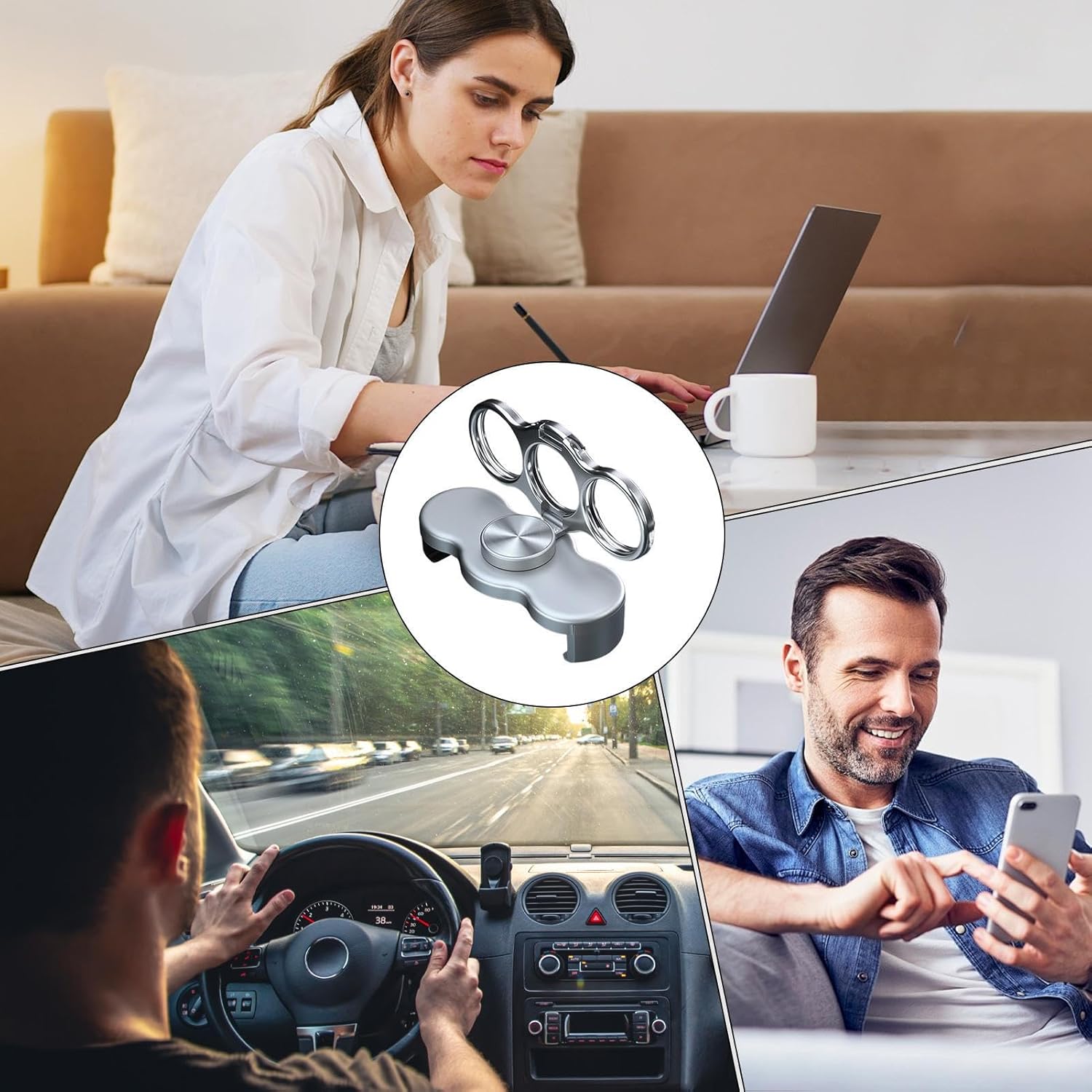 Double-Ring Three-Finger Back Clip Holder 360-Degree Rotating Mobile Grip Multipurpose Foldable Phone Grip Holder