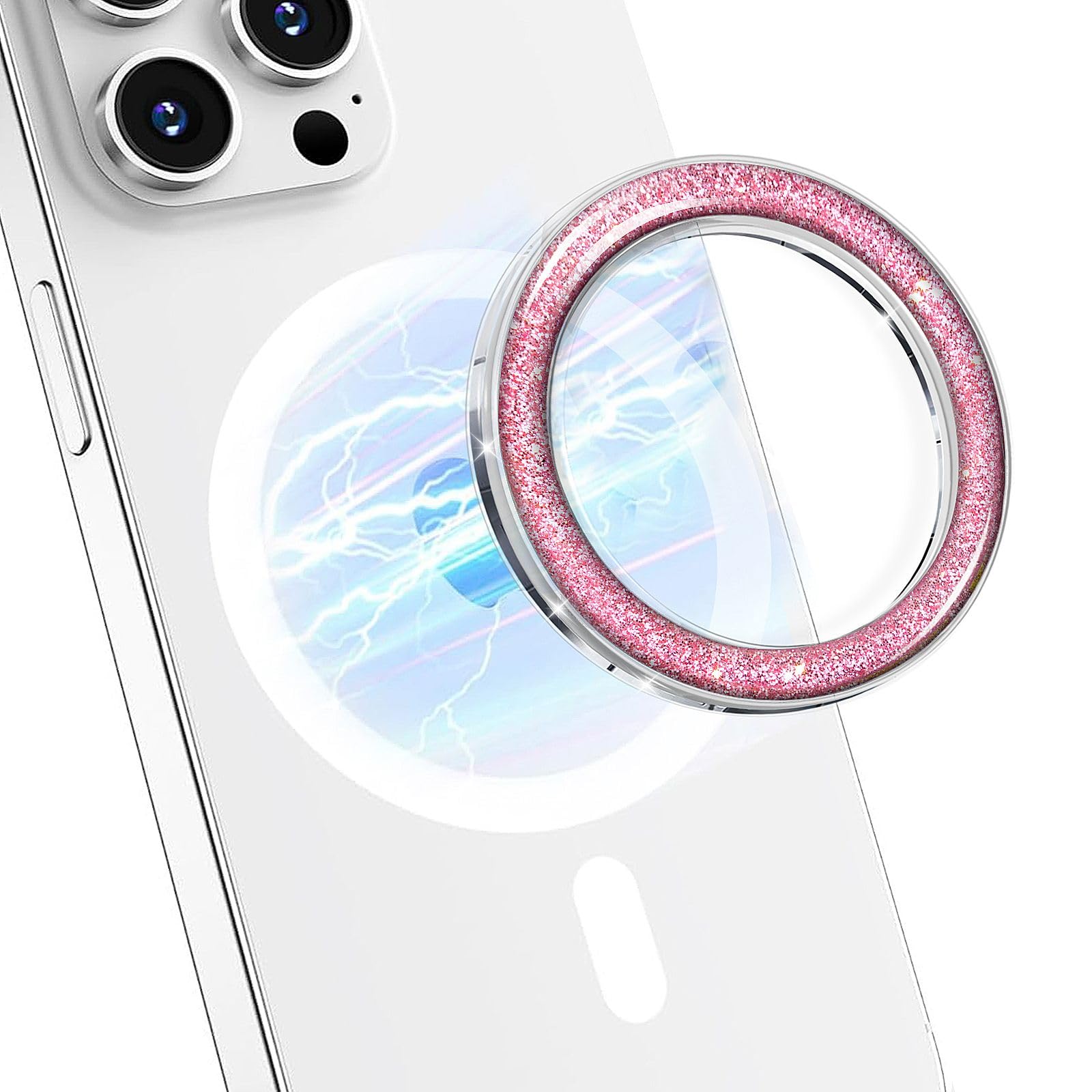 Magnetic Base Compatible with Popsocket Phone Grip and MagSafe，Removable Phone Holder Base for Smartphone and Phone Cases, Upgrade for Phone Stand,Clear Blue