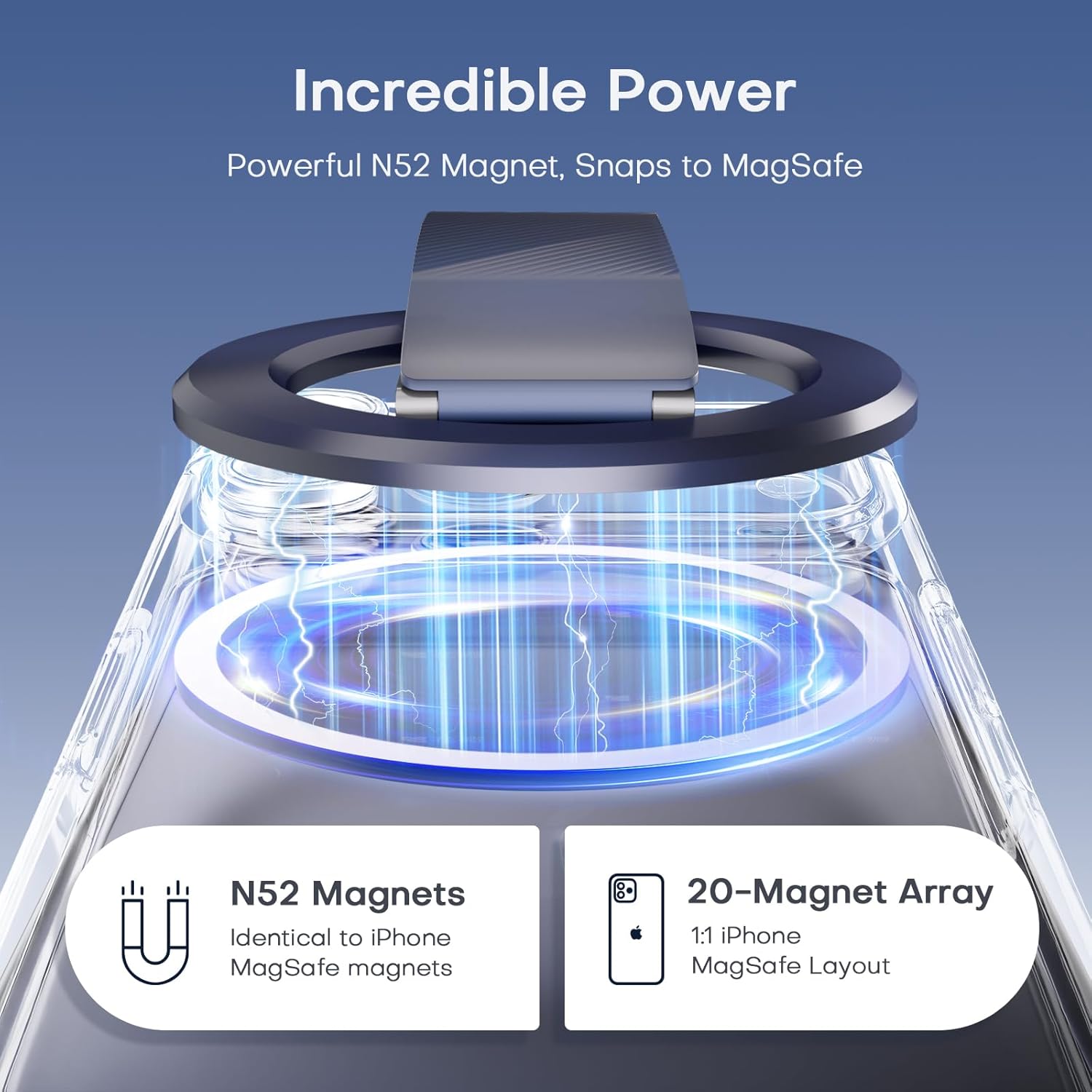 2026 SINCEHOLY Magnetic Phone Grip for MagSafe with Soft Silicone Strap and 2-axis Adjustable Kickstand, Magnet Phone Grip for iPhone 17-12 Series and Samsung Galaxy S26, S25, Z Fold 6, Pixel 9, Blue