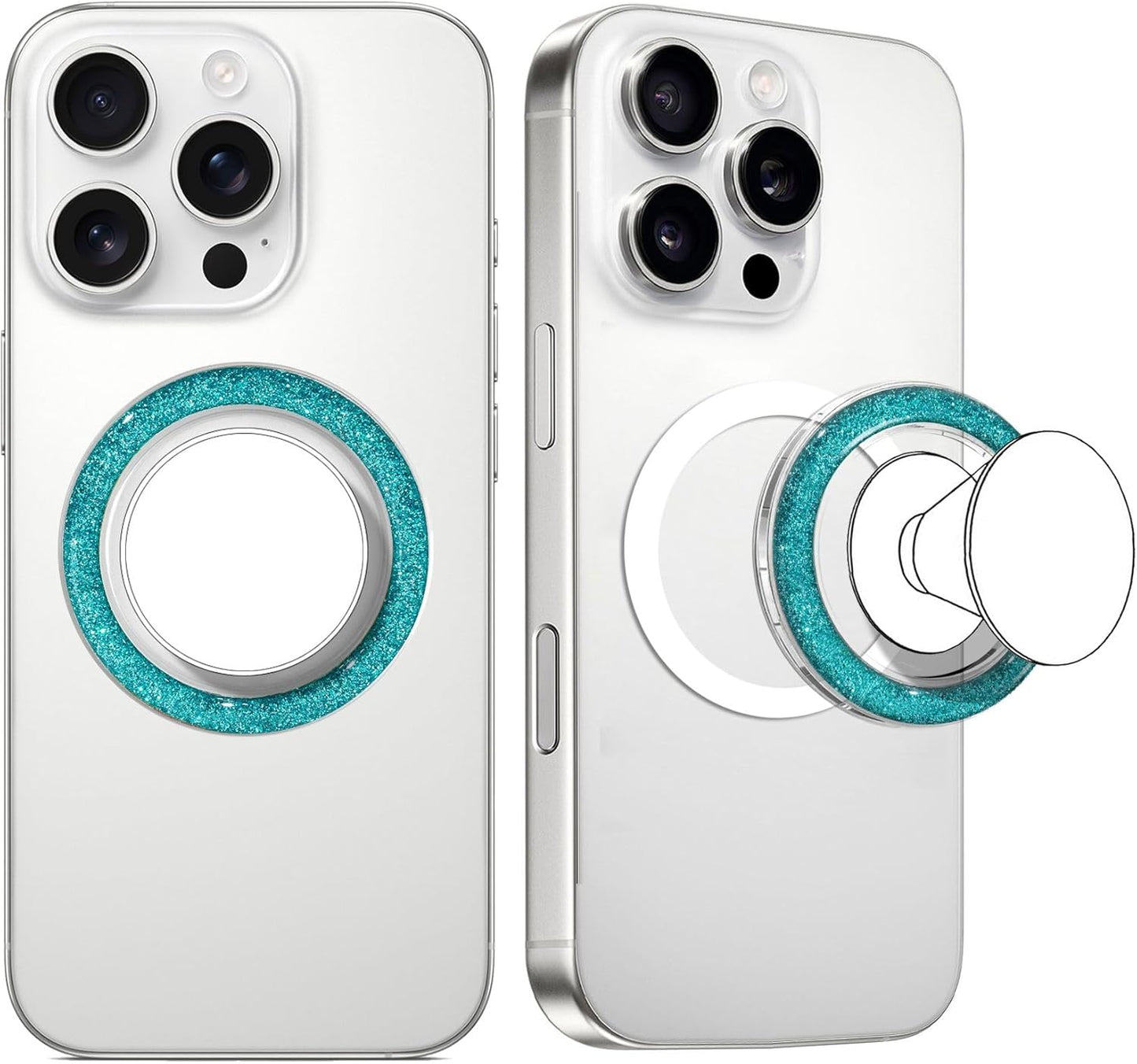 Magnetic Base Compatible with Popsocket Phone Grip and MagSafe，Removable Phone Holder Base for Smartphone and Phone Cases, Upgrade for Phone Stand,Clear Blue