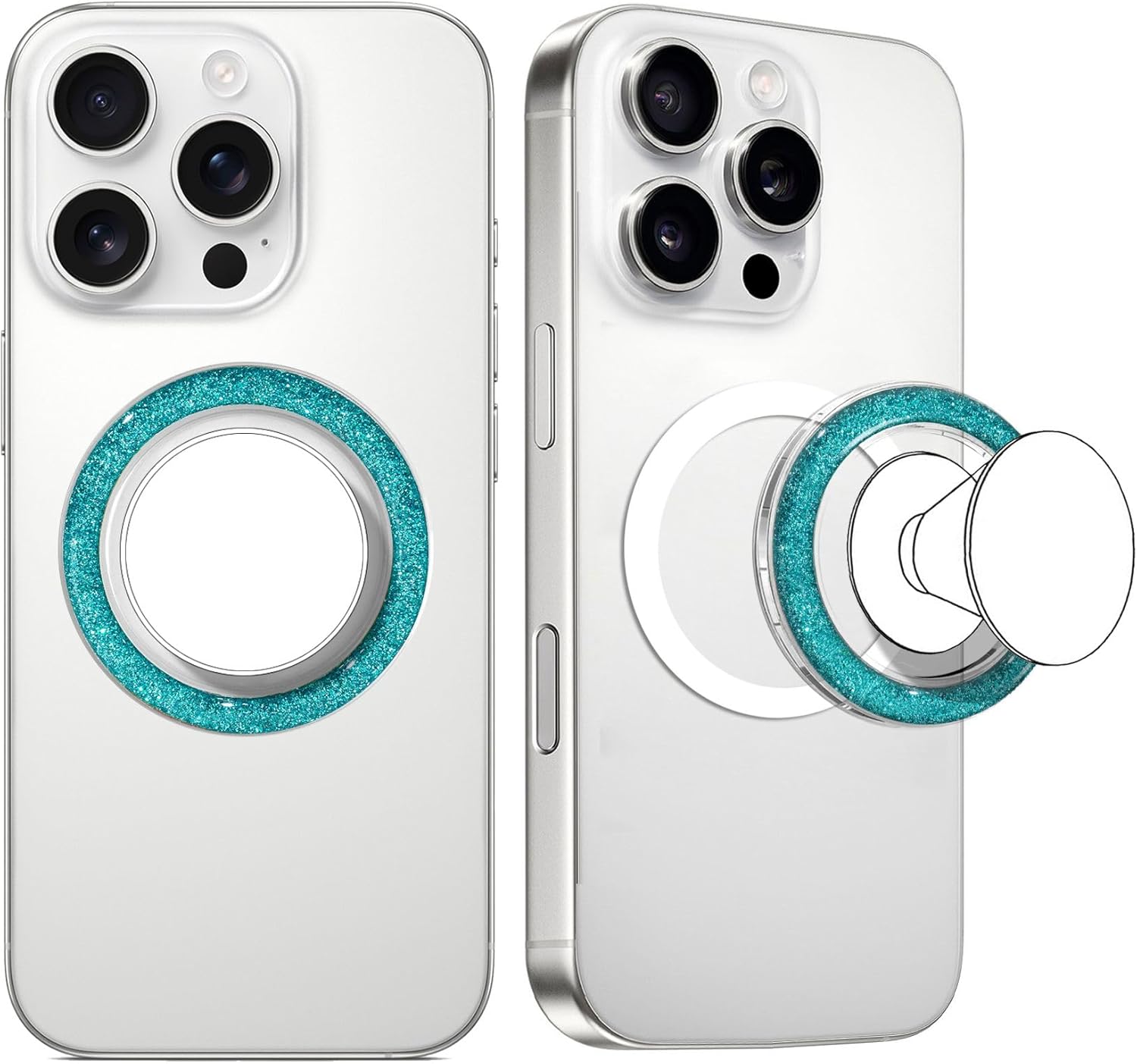 Magnetic Base Compatible with Popsocket Phone Grip and MagSafe，Removable Phone Holder Base for Smartphone and Phone Cases, Upgrade for Phone Stand,Clear Blue
