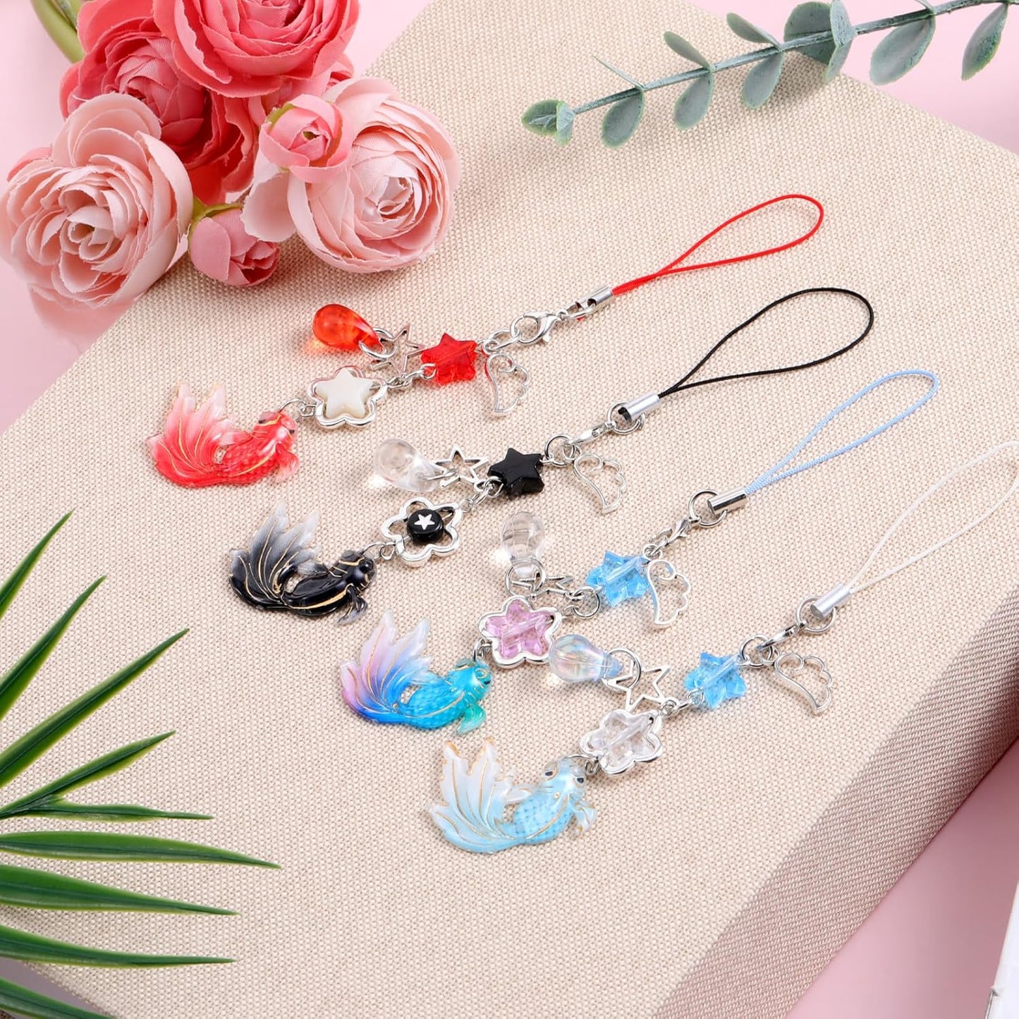 4Pcs Cute Phone Charm, Y2K Cell Phone Strap Phones Chain Charms for Phones Case Anti Theft Strap Decorative Charms for Headphone Case Camera
